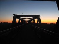 Мост через ж/д пути в Уш-Тобе. Закат.