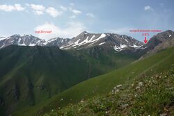 Фото 31. Вид на долину р.Шангтор с гребня, по которому верхняя тропа спускается в долину Кара-Кульджи.