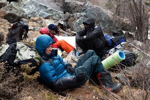 Обед на травке под дождём