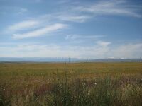 Снежные хребты Джунгарии с трассы. Через несколько дней мы будем там, на этих вершинах!